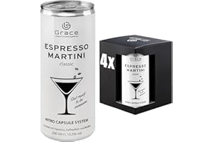 GRACE UNIQUE COCKTAIL SYSTEMS Grace Espresso Martini Dose inkl. Geschenkbox (4 x 200 ml inkl. Pfand) – der legendäre Cocktail perfekt gemixt dank innovativem Kapselsystem – Kaffeelikör Espresso Martini