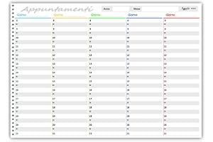 Agendepoint.it - Planning 21x30 a colori SPIRALATO per appuntamenti parrucchiere estetista SPA (70ff - 90gr) agenda da tavolo A4 senza data