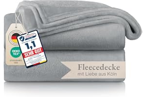 Blumtal Fleecefilt 150 x 200 - Oeko-Tex certifierad grå, sofföverkast, kokosnöt - tjock, mjuk, varm - hög kvalitet