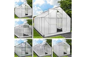 BRAST Gewächshaus Aluminium mit Fundament | 41 Modelle | 130x190x195cm - 490x250x235cm | TÜV geprüft | 6mm Hohlkammerplatten | rostfrei wetterfest temperaturbeständig | 430x250x235cm Silber