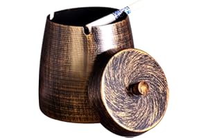 WEKIWGOT Cendrier avec couvercle pour cigarettes - Ensemble cendrier en fer d'extérieur, cendrier à cigarettes d'extérieur, cendrier coupe-vent, cendrier inodore pour maison, bureau, balcon extérieur (M)