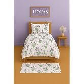 Ezgi Tek Kişilik Desenli Nevresim Takımı, Lavanta Deseni, 155 x 230 cm, Pamuk Polyester Karışım, Kapaklı Yastık Kılıfı Dahil