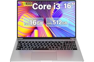 BVATE PC Portatile Gaming 16GB RAM 512GB 1TB SSD Espansione Core i3 (fino a 3,2Ghz) Notebook 16 Pollici Computer Portatile 1920 * 1200 IPS UHD 5G WiFi con mouse & adesivi per tastiera Italiana-Argento