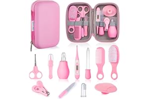 GENERISCH Kit Neonato Igiene Nascita - 12 Set Cura Bambina, Set Bagnetto Neonato, Kit Unghie Neonato, Indispensabili Accessori Utili Prodotti per Neonato, Beauty Spazzola Neonati Viaggio e Quotidiana