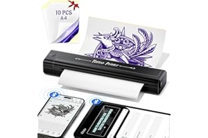 Yowell H1 Termocopiadora Tattoo, Impresora Tattoo, Impresora Tatuajes con 10pcs Papel, Impresora Termica Tattoo para Smartphone PC, Termocopiadora Tatuaje para Artistas del Tatuaje y Principiantes