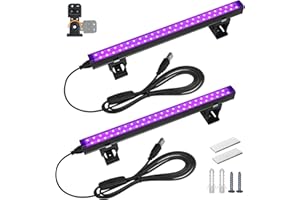 Barrina UV LED Blacklight, 10W 1ft USB Black Light, Adjustable Black Light Bar for Fluorescent Poster Glow Party Body Paint, Halloween Decorations, Portable UV Lights for Cabinet 2 Packs