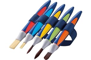 Pelikan Griffix, Juego de Pinceles Sintéticos para Niños, Ergonómicos y Lavables, Tamaños y Formas Variadas para Dibujar y Pintar, Pack de 5