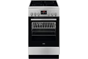 AEG CCB544COBM 50 cm Standherd mit Glaskeramik-Kochfeld / Bräterzone / Mehrkreiskochzone / Grillfunktion / Display mit Uhr / 
