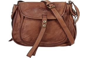 Samantha Look Sac à bandoulière Damen echt Leder | Fabriqué en Italie, sac bandoulière compact, sac bandoulière avec bouton-pression 019565