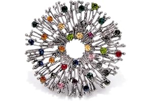 Générique Brosche aus Stahl, Blumen-Stil, mehrfarbige Strasssteine, Metall, mehrfarbig, Metall