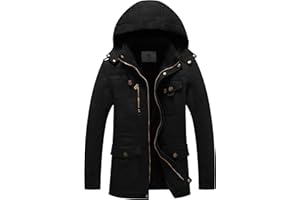 WenVen Homme Veste Décontractée à Capuche Hiver Chaud Manteau d'Extérieur Classique Veste Militaire Cargo Style Manteau Doublure Polaire