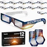 Keyaluo 6/12/100 Gafas Eclipse Solar Homologadas,Certificado EN ISO 12312-2:2015(E) y CE,Aprobaci&oacute;n AAS 2026,Gafas eclipse so