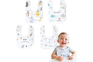 Cantoblanc® Baberos Bebé Recién Nacido Algodón Bio 100%, 4 unidades. Baberos Bebé Impermeables 10 Capas Muy Absorbentes. Muselinas Bandana para Lactancia y Alimentación. Gasas Multicolor Unisex