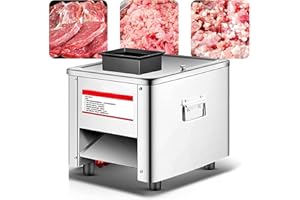 HAJMYRDONYX 850W Meat Cutter Machine Commercial, Stainless Steel Restaurant Food Cutter, 330Lbs/H Fresh Meat Shredded Slicer Processing Machine for Slices Strips Cubes Cutter Meat,7MM