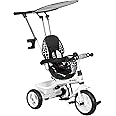 HOMCOM Trike, 6 in 1 Tricycle for Kids, Baby Trike with Push Handle, Removable Canopy, 5-Point Safety Harness, Storage Basket, for 18-60 Months, White
