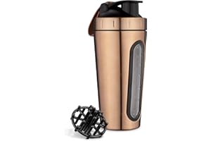 Navaris Protein Shaker per Proteine Allenamento Palestra - Blender Acciaio Inox per Bevande Proteiche 750ml - Borraccia Sportiva con Frusta a Pallina