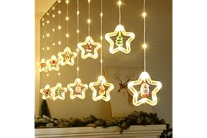 BLOOMWIN Guirnaldas Cortina Luces con 10pcs Adornos Navideños 3m Control Remoto 8 Modos 160 LED USB Colgante 3D Cadena de Luces para Árbol de Navidad para Balcón, Ventana, Escaparate, Boda, Fiesta