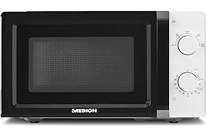 MEDION Four Micro Onde (20L, 700 W, 5 niveaux de puissance, mode décongeler, petit et facile à utiliser et nettoyage, MD11475) blanc