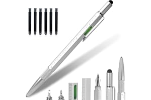 hongred Gifts for Men - Stocking Fillers for Mens Gifts for Christmas Gifts for Dad Multi Tool Pen Secret Santa Gifts for Men 7 In 1 Fountain Pen Birthday Gifts for Him Funny Gifts for Men, Women