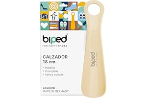 DIE SCHUHANZIEHER biped Calzador de plástico 18 cm – Calzador pequeño y ergonómico, ideal para viajes, niños y adultos – Calzador corto para zapatos fácil de usar z1560(marfil)