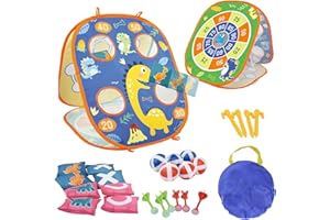 ZHEGAO Bean Bag Toss Game - Toss Game Kit for kids, Cornhole Board, Sandbag Throwing, Dart Board and Tic Tac Toe, Indoor Outdoor Throwing Games for Family Activity, Gifts for Age 3+ Years Old Girls Boys Toddlers
