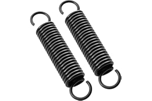 VEIKEN 2 Muelles de extensión de acero de 90mm.. Diámetro del muelle 18mm. Grosor del alambre 2,5mm. 2 Resortes negros de tracción de doble gancho. Tensores fuertes y extensibles
