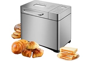 Biolomix Bread Maker 19 in 1 Stainless Steel -Dual Heaters, Large Bread Maker Machines-Gluten-Free, Dough Maker, Jam, Nut Dispenser (BM013)