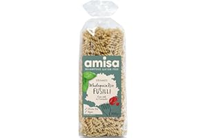 Amisa Organic Gluten-Free Wholegrain Rice Fusilli, 500g - Light & Digestible - High in Fibre & Gluten Free Pasta - Cooks in 7 Minutes