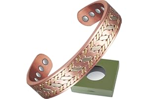 Wollet Kupfer-Magnetarmband für Damen, Kupfer-Manschettenarmband – 16 cm magnetisches Armband mit Geschenkbox (CPB-1057-FBM)