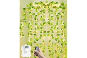 Joysing Vines with Fairy Lights 10M 100 LED Artificial Ivy Fairy Lights Battery Operated, 8 Modes Artificial Ivy Garland Waterproof Vine Lights Leaf Lights for Bedroom Wall Garden Christmas Decor