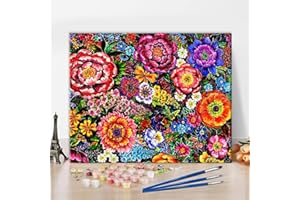 TISHIRON Blume DIY Malen nach Zahlen für Erwachsene Anfänger bunte Kunst Malerei Kit Acrylfarbe Set Malerei Portrait Ölgemälde auf Leinwand für Wanddekoration 16" W x 20" L