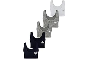 LOREZA ® 5 Brassières en Coton pour Fille Pierre à Strass sous-vêtements Soutien-Gorge de Sport Tailles 10 à 15 Ans