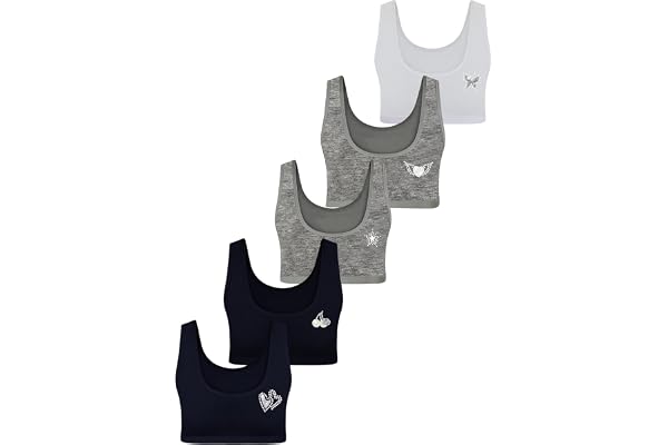 LOREZA ® 5 flickor bustier av bomull med strass spagettiremmar bh, sport bh, storlek 140–170