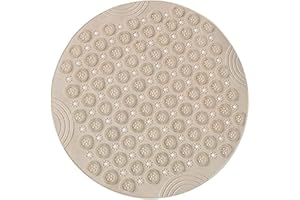 VSUSN Alfombrillas para Ducha Redonda Alfombra de Ducha PVC Alfombra de Baño Antideslizante Alfombrillas de Baño Alfombrillas para Bañera con Ventosas Lavable en la Lavadora 55x55cm,Caqui