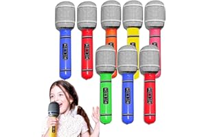 EXQUIMA 8 PCS Inflatable Microphone, Inflatable Microphone for Kids Adults, Inflatable Party Props, Pretend Play Microphone Toys Musical Instrument Party Supplies Gifts (Random Color)
