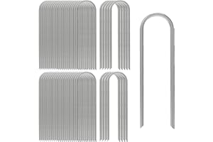 AAGUT 12 Inch Garden Stakes 50 PCS Fence Ground Stake Heavy Duty Yard Landscape Staples Galvanized Tent Spikes 11 Ga Lawn Pins for Dog Fencing, Drip Irrigation Hose, Weed Barrier Fabric, Chicken Wire