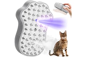 ZITSMS Cat Steam Brush, 4 in 1 Cat Steamy Brush Cleanser, Dog Massage Grooming Brush with Release Button, Pet Hair Cleaning Shedding Comb for Kitten(Grey Paw)