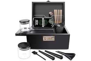 OZCHIN Bamboo Smell Proof Container Locking Box, Large Wooden Storage Box with Glass Jar, Christmas Gifts for Men Women, Home Decor & Smoking Accessories