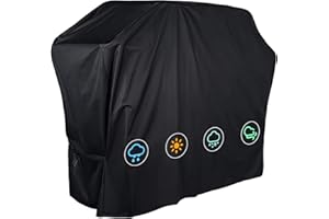 Mutsitaz Grill Abdeckhaube Gasgrill Grillabdeckung Regendicht BBQ Abdeckung, Reißfest Wasserdicht & Staubdicht Grill Schutzhülle mit Selbstklebende Gurte und Aufbewahrungstasche (147x61x122cm)