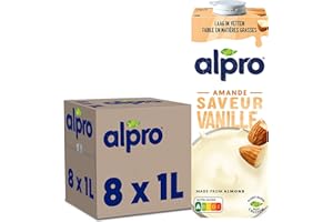 Alpro - Boisson Végétale - Lait d'Amande Vanille - 1L - Lot de 8x1L
