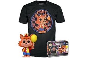 Funko POP! & Tee: Five Nights At Freddy's (FNAF) - Balloon Foxy - Flocked - Medium - T-Shirt - Clothes With Collectable Vinyl Figure - Gift Idea - Toys and Short Sleeve Top for Adults Unisex Men