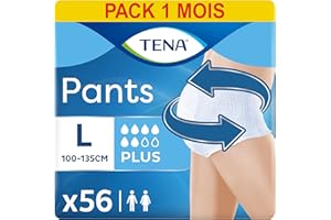 TENA Pants taille L - Sous-vêtements absorbants jetables unisexes pour incontinence - Pour fortes fuites urinaires - Pack de 56 pièces (4 x 14)