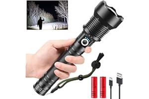 LUXJUMPER Ricaricabile Torcia Tattica LED XHP70 Super Luminosa 1000000 Lumens Zoomabile 3 Modalità con Power Display Funzione per l'escursionismo Camping Attività all'aperto