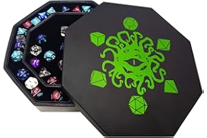 DOCTOR FRIKISTEIN FATE WATCHER DICE TRAY | Bandeja de dados con TAPA y zona de ALMACENAMIENTO de polipiel y terciopelo | COMPATIBLE con juegos de mesa y rol como D&D, Warhammer y La Llamada de Cthulhu (Verde)