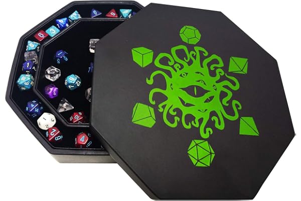 Plateau À DÉS Fate Watcher avec Couvercle et Espace de Rangement en Similicuir et Velours | Compatible avec Toutes Sortes de Jeux de société et de rôle, tels Que D&D et The Call of Cthulhu (Vert)
