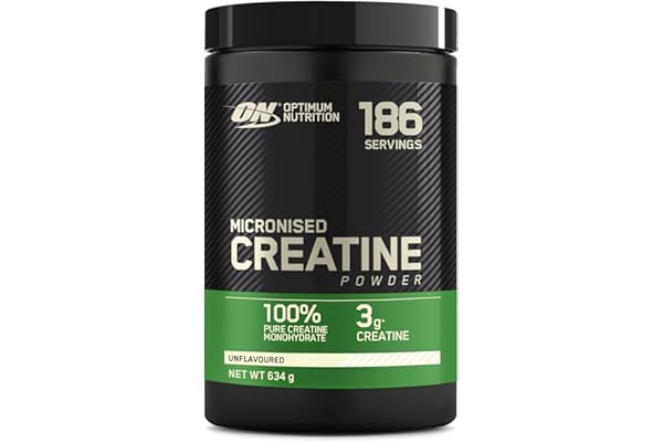 Optimum Nutrition Creatina Micronizada en Polvo, Sin Sabor, 634g, 186 Servicios
