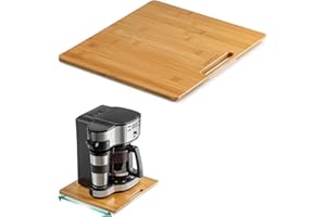 ANBOXIT Bamboo Appliance Slider, Sliding Tray for Kitchen Appliances, Countertop Rolling Tray, Coffee Maker Slider Tray with Rubber Wheels, Wide - Medium (13"D x 14"W)