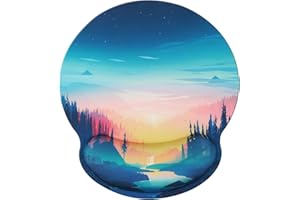 Hosimoln Wrist Rest Mat,Comfortable Memory Foam Mouse Pad with Wrist Support,Anti-Slip Rubber Mouse Wrist Support Pad for Working Gaming 25x23 Sunset035