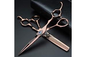 XUANFENG Tijeras de peluquería profesionales de oro rosa de 6 pulgadas, tijeras de peluquería para peluquería, tijeras de corte para cortar el pelo, kit de corte de pelo para hombres y mujeres (2 piezas)