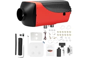 EVGTTI 12V 5KW-8KW Air Diesel Heater Parking Heater Diesel Night Heater with Silencer LCD Switch 10L Tank For Truck, Boat, Car Trailer, Motorhomes, Campervans, Caravans (Red)